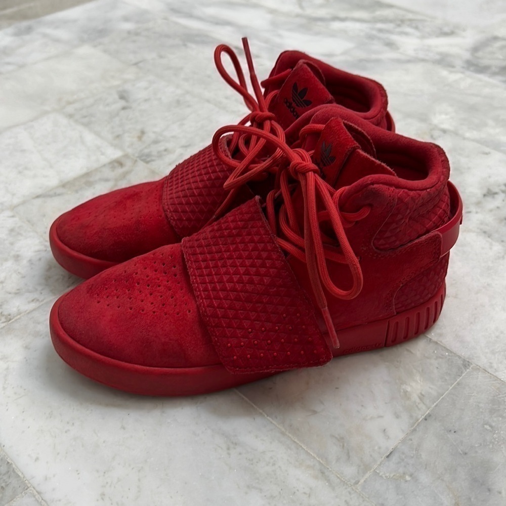 adidas Tubular Invader J 'Triple Red' , size 13.5.